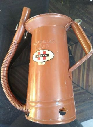 Vintage Huffy Gas Station Half Gallon Liquid Oil Can H - 27 With Flex Spout