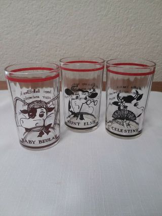 Vintage Aunt Elsie,  Baby Beulah & Celestine Juice Glasses