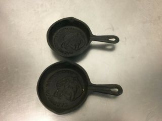 2 Vintage Antique Hardware Hank Stores Mini Small Metal Frying Pans Skillet