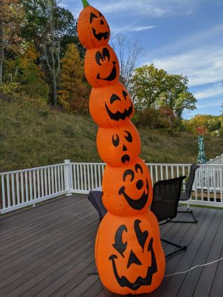 9ft Tall Airblown Inflatable Slender Pumpkin Stack - Halloween Inflatable