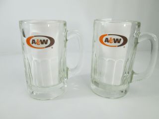 Set Of 2 Vintage A&w Root Beer Glass Mug 6 " Heavy Glass
