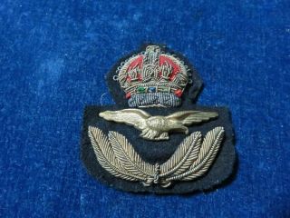 Orig Ww2 Rcaf Officers Bullion Wire Cap Badge " Royal Canadian Air Force "