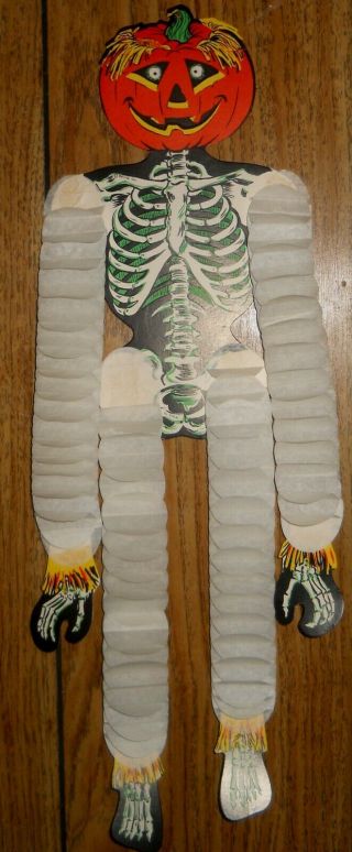 Beistle Halloween Decoration Paper Die Cut Pumpkin Head Skeleton Dancer 30 "