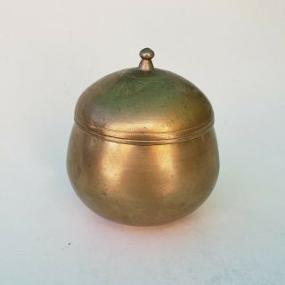 Vintage Solid Brass Urn Container Vase Ginger Jar Bowl With Lid Candy Dish India