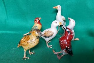 Vintage Americana Wood Carved Painted Birds Folk Art Set Of 9 Primitive Decor