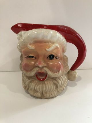 Vintage 1950’s Winking Santa Hot Chocolate Pot Pitcher Ceramic Christmas Japan