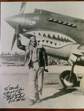 Wwii American Volunteer Group Flying Tigers Pilot Layher Signed 8x10 B&w Photo