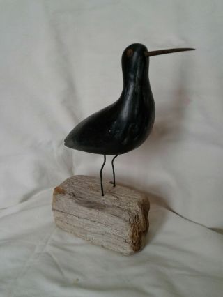 A Signed Carving Of A Shore Bird By Quebec Folk Artist Claude Lamontagne 1980 