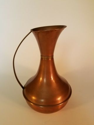 Vintage Copper Pitcher Vase With Brass Handle By Peerage Of England