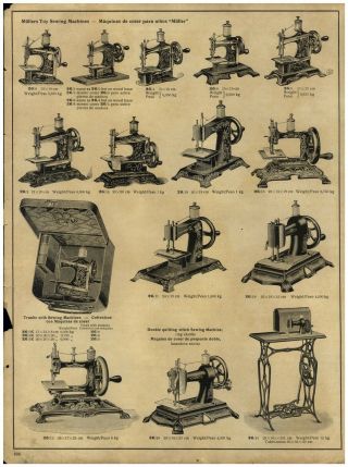 1930 Paper Ad Toys Mullers Sewing Machine Foot Power Pedal Hand Crank Rattles