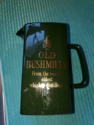 Old Bushmills Irish Whiskey Distillery Green Ceramic Pitcher
