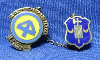 Wwii Sterling 44th Division & 71st Infantry Regiment Home Front Di Unit Pins