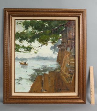 1979 Ming Wai Chinese Sampan Boat Impressionist Oil Painting,  Nr