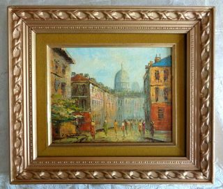 P.  G.  Tiele Oil Signed Street Scene Painting Frame 15.  25 " X 13.  25 "