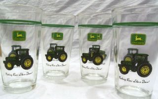 John Deere Glasses Set 4 Gibson 16oz Conical Tumblers Beer Cups Open Box 2