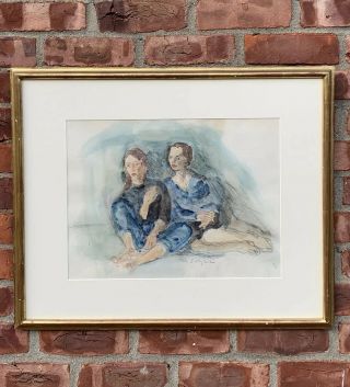 Moses Soyer York Social Realist Watercolor.  Two Women.  Signed