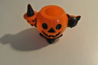 Vintage Halloween - Rosbro Pumpkin/witch/cat Hard Plastic Candy Container - 1950