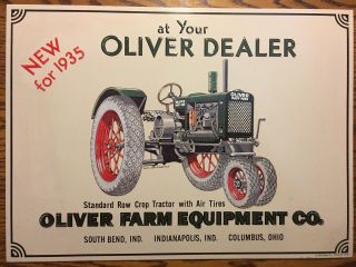 1935 Oliver Hart - Parr Tractor - - Metal Dealer Advertising Sign