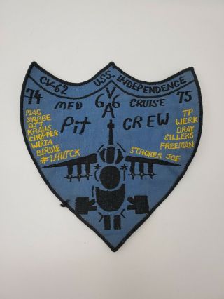 Cv - 62 Uss Independence Pit Crew Patch Aircraft Carrier Vintage 1975 Handmade