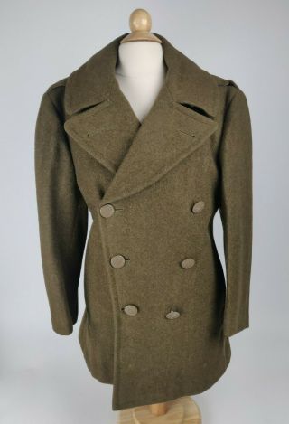 Wwii Ww2 Us Army Green Heavy Wool Roll Collar Overcoat Tagged Size 34s 1943