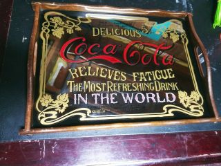 Vintage Coca Cola Mirror Tray Sign 5 Cents