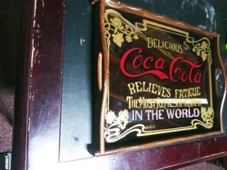Vintage Coca Cola Mirror Tray Sign 5 Cents 3