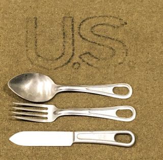 Ww2 Us Army Usmc Usgi Military Mess Kit Tin Eating Utensil Wwii Knife Fork Spoon