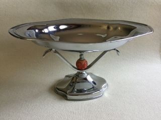 Vintage Mid - Century Modern Chrome Compote Dish Diana By Farber & Schlevin 8 3/8”
