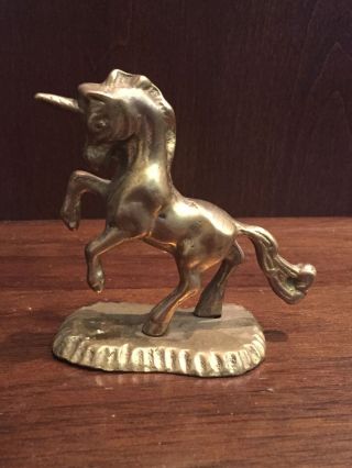 Vintage Miniature Brass Unicorn Figurine 3 1/4 " Tall