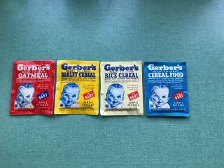 Vintage Nos 1950’s - 1960’s 4 Full Gerber Baby Food Sample Packets