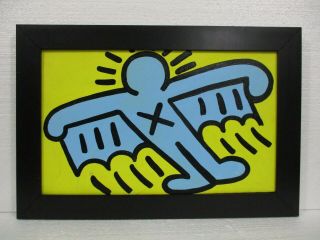 Acrylic On Canvas By Keith Haring 1983 With Frame In