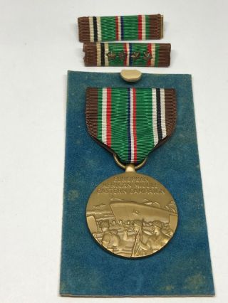 Wwii Eame European African Middle Eastern Campaign Medal 2 Ribbons 4 Stars Box