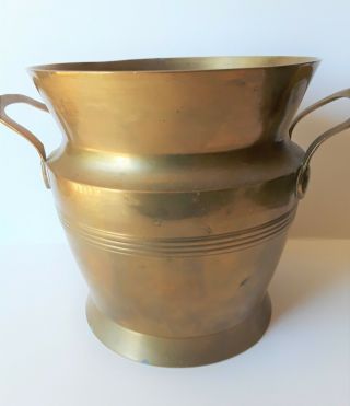 Vintage Brass Wide Mouth Vase Urn With Handles 7 " X 7 " Made In India