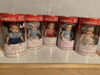 Set Of Five Campbell`s Soup Kid Dolls Piggy Bank Horsman Junior Series