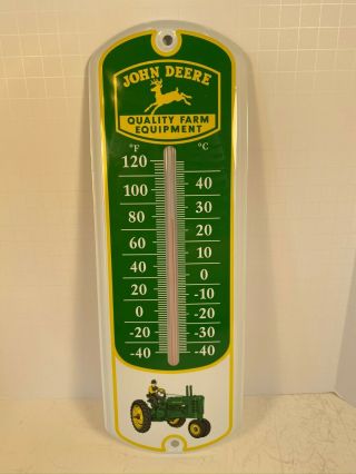 Vintage John Deere Tractor 11 3/4 " Metal Gasoline Oil Thermometer Sign - Nib
