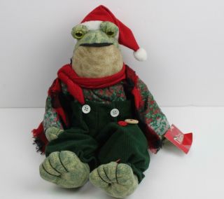 Dillards Christmas Green Frog Toad Plush Sings Jingle Bells Ribbits D2