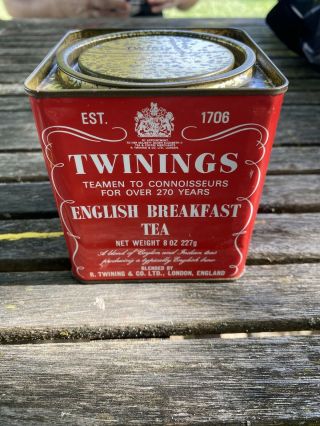 Vintage Twinings English Breakfast Tea Metal Tin Box Can Advertising 8 Oz 227g