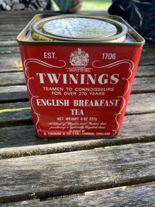 Vintage Twinings English Breakfast Tea metal tin box can advertising 8 oz 227g 3
