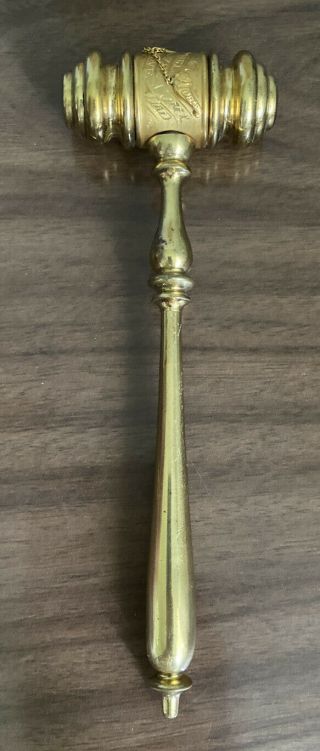 Vintage Brass Mallet Gavel Hammer Heavy Judge Court Room Auctioneer 7” Ornate