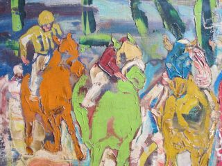 Large Vintage Oil On Canvas Polo Horses HARRIET LORENCE NESBITT - Signed 33x22.  5 3