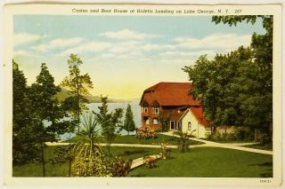 Casino Boat House Huletts Landing Lake George York Postcard