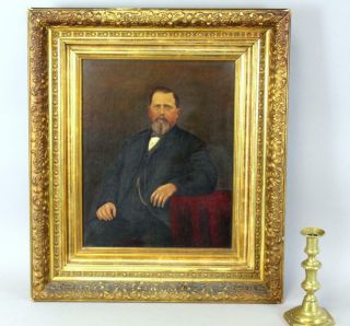 A Fine 19th C Portrait Painting Of A Gentleman Sitting In A Chair Frame