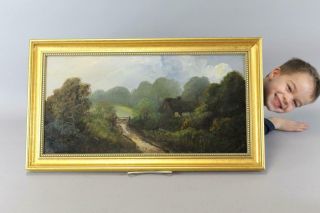 A FINE LATE 19TH C OIL ON ARTIST BOARD PAINTING OF A FARM SCENE ENGLISH 1880 J11 3