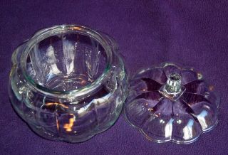 Clear Glass PUMPKIN JAR Anchor Hocking Cookie /Jar and Lid 512 2