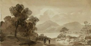 Listed Thomas Lawrence (1769 - 1830) Authentic Landscape W/c Painting 3 No Res.