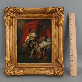 Small 19thc Antique Biblical Genre Oil Painting,  Judith Beheading Holofernes Nr