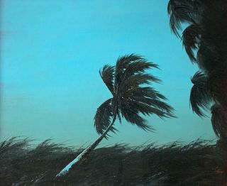 James Gibson,  Oil On Upson Board,  Ca 1966,  Blue Sky And Palm (highwaymen)