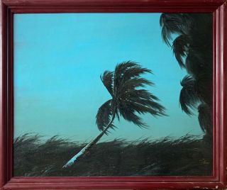 James Gibson,  Oil on Upson Board,  ca 1966,  Blue Sky and Palm (Highwaymen) 2