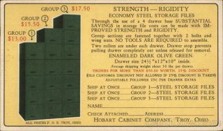 Advertising 1938 Economy Steel Storage Files - Hobart Cabinet Company,  Troy,  Oh
