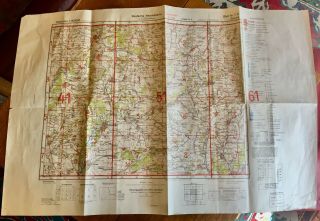 Scarce 1943 German Ww Ii Map Of Russia Luftwaffe With Us Army Capture Stamp